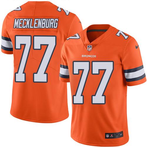 Nike Broncos #77 Karl Mecklenburg Orange Men's Stitched NFL Limited Rush Jersey - Click Image to Close